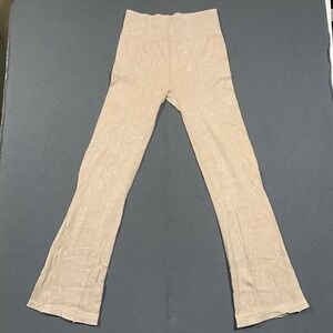 HOT KISS Ribbed Flare Pants Tan‎ High Waisted Seamless Size XL 33 Inch Inseam